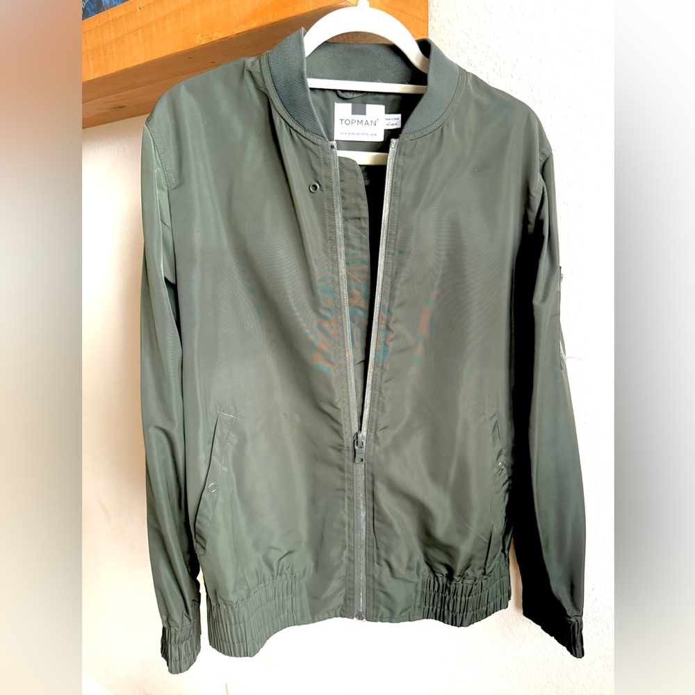 Topman Olive Bomber Jacket for Men